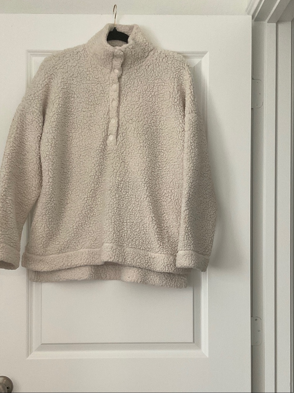 aerie Plush Sherpa Snap-Front Jacket - Cream